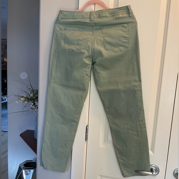 Crop Straight Legs Jeans Colour Mint (green), Stretchy and Comfortable - Picture 2 of 6